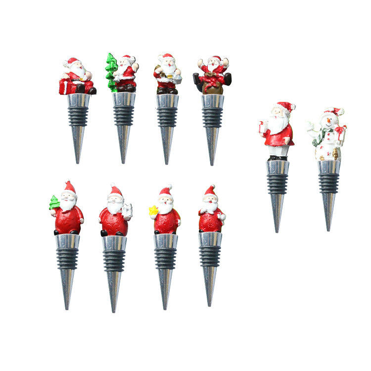 Wholesale Christmas Wine Cork Old Man Gift Resin Metal Red Wine Cork